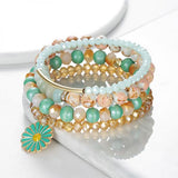 BOJIU Round Crystal Beads Bracelet Sets For Women Charm Strand Bracelets