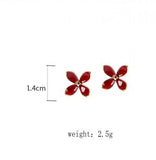 S925 Silver Gold-Plated Burgundy Flower Earrings