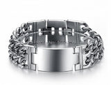 Stainless Steel Mens Double Chain ID Link Bracelet 8.66''