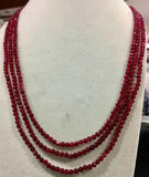 3-Row Dark Sapphire Round Gemstone Beads Necklace