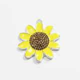 10pcs/bag Sunflower/Daisy Enamel & Rhinestone Pendants