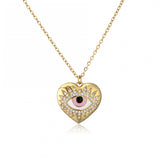 HECHENG Lucky Eye Pendant Necklace CZ Evil Eyes Long Chain Necklace Women