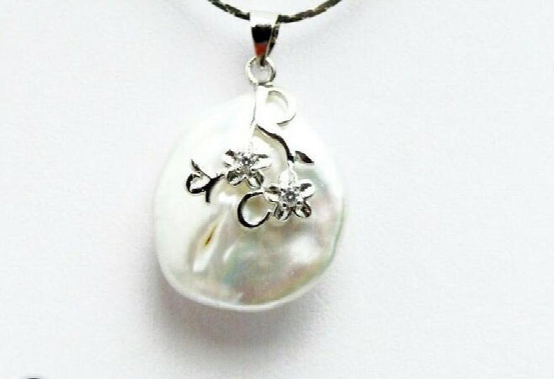 20mm Oval Natural Pearl Pendant Necklace for Women Jewelry