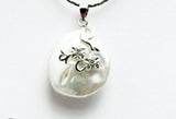 20mm Oval Natural Pearl Pendant Necklace for Women Jewelry