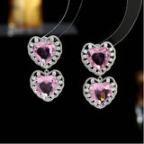 Heart Earrings s925 Silver Needle Big Love Zircon Inlaid