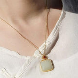 S925 Sterling Silver Hetian Jade Gray Jade Women's Collarbone Necklace