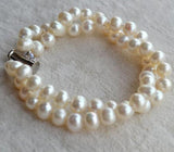 Real Pearl Bracelet Freshwater Pearl Bracelet 2 Row 8 Inches