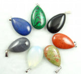 Teardrop Quartz Crystal Turquoise Tiger Eye Pendant Set