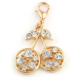 20PCS 25x27mm Rhinestones Cherry Pendant Hang Charms DIY Accessory
