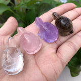 Natural Smoky Quartz Amethyst Turtle Carved Animal Healing Stone