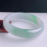 Zheru Jewelry Natural Green Two-Color Burmese Jadeite 54mm-64mm Bracelet