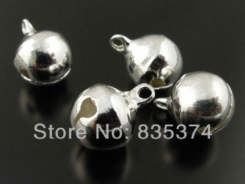 6mm Silver Plated Dangle Charms with Loop Small Bells - Jewelry Pendants