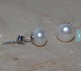 Natural Freshwater Pearl Earrings S925 Silver Stud Jewelry Women Gift