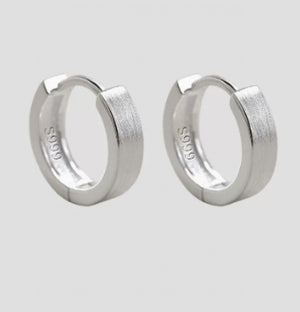 999 Silver Earrings Circle Hoop 3 Colors Plated