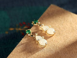 S925 Sterling Silver Gold-Plated Hetian Jade Gourd Earrings