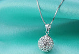 925 Silver Necklace Short Rhinestone Ball Chain