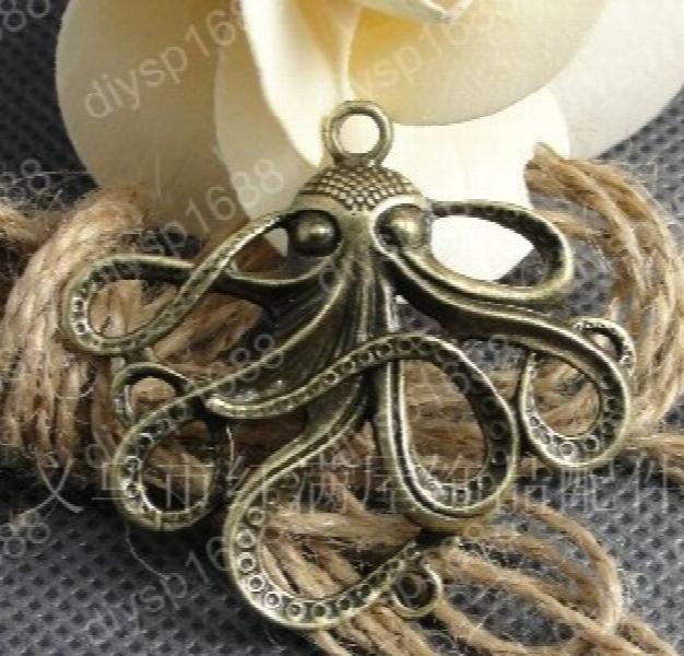 30pcs Antique Bronze Octopus Charm Pendants Jewelry Findings