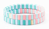 Rainbow Elastic Enamel Tile Bracelets Metal Bohemian Pulseras Women Jewelry