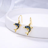 925 Silver Dolphin Abalone Shell Pearl Earrings Gift for Women