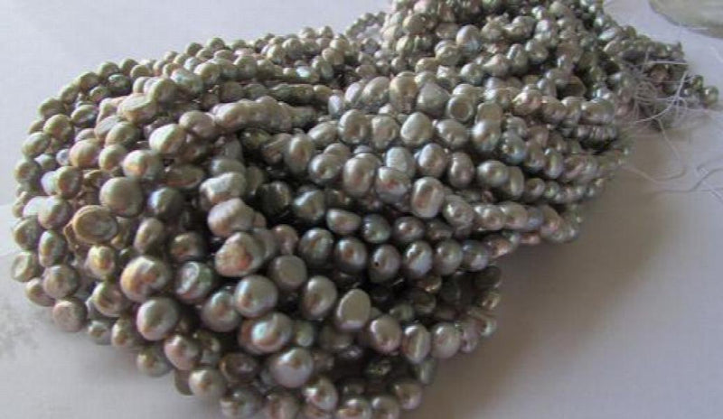 Gray Baroque Freshwater Pearl Loose Beads 7-8mm Strand DIY Gift Jewelry