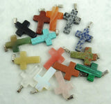 Natural Stone Crystal Charms Cross Pendants for Jewelry Making