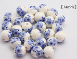 50 pcs Porcelain Beads DIY Ceramic Loose Beads Round Pattern
