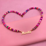 Personalized Stainless Steel Nameplate Beaded Choker Chain