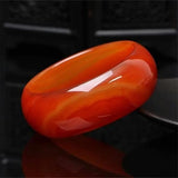 Zheru Jewelry Natural Agate Chalcedony Red Bracelet 54-64mm