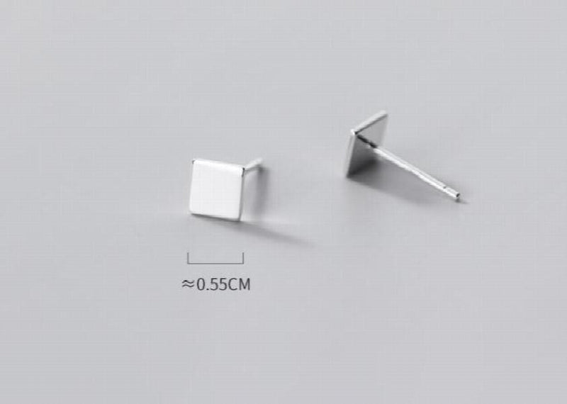 Real. 925 Sterling Silver Matt Triangle Pyramid Stud Earrings