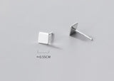 Real. 925 Sterling Silver Matt Triangle Pyramid Stud Earrings