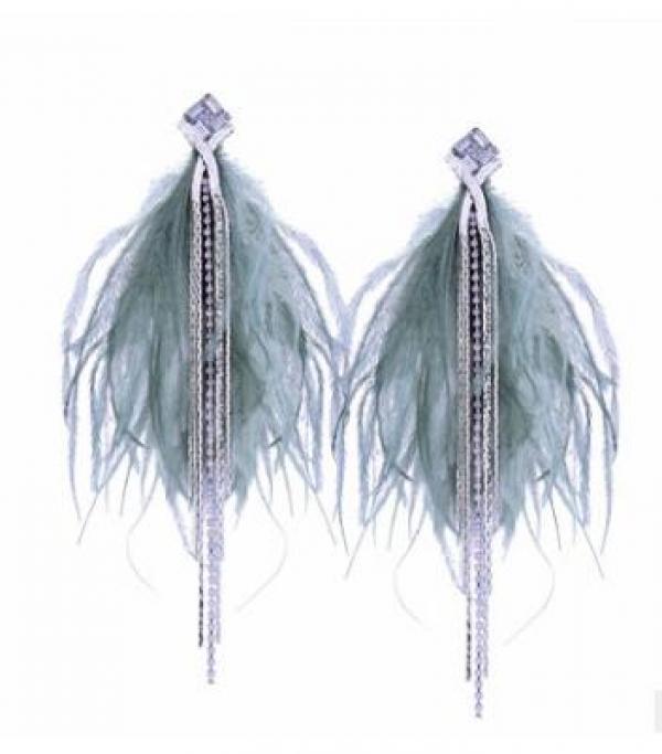 Long Feather Earring for Women Big Statement Earrings