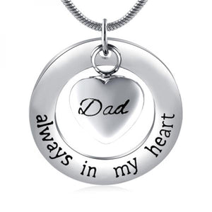 Family In My Heart Cremation Urn Keepsake Pendant Necklace