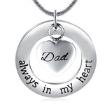 Family In My Heart Cremation Urn Keepsake Pendant Necklace