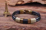 G37 Bronze Clasp Surfer 4mm Leather Hemp Mens Bracelet