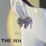 Heavy Industry Bow Earring Full Diamond Anniversary Gift Jewelry