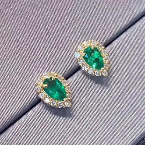 18K Plated Emerald Tourmaline Drop Earrings for Women