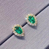 18K Plated Emerald Tourmaline Drop Earrings for Women