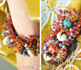 Summer Beach Bangle Lampwork Shell Stone Button Bracelet