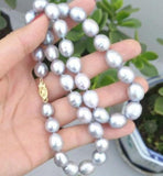 Romantic Gray Pearl Necklace 10-12mm South Sea Baroque