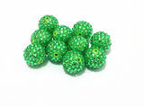 20mm 100pcs/lot Light Green Resin Rhinestone Ball Beads for Kids Jewelry