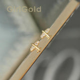 9k Solid Aircraft Crystal Stud Earring Minimal Style Gift Bridesmaid