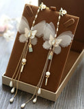 Fairy Butterfly Tassel Earrings Rhinestone Bridal Wedding Dress