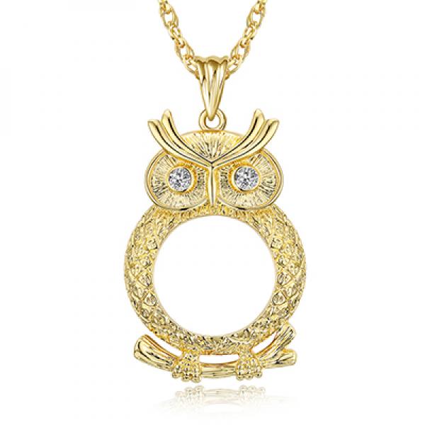 Reading Glasses Chain Magnifying Glass Necklace Owl Pendant Crystal Magnifier