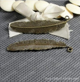 Antique Bronze Feather Shape Charm Pendant 50PCS