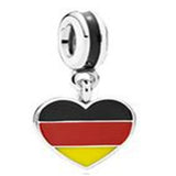 Heart Flag Enamel Charm Beads 925 Silver Jewelry Sign Beads