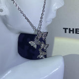 Butterfly Long Chain Pendant Necklace for Women Zircon Stone Choker