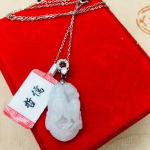 Burmese Ajadeite Zodiac Pendant with 925 Silver Necklace