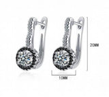 925 Silver Engagement Hoop Earrings Black&White Stone Jewelry Brincos