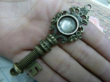 Ancient Bronze Large Hollow Crown Key Pendant