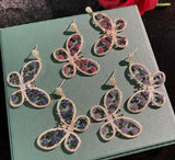 S925 Silver Butterfly Crystal Earrings DIY Accessories